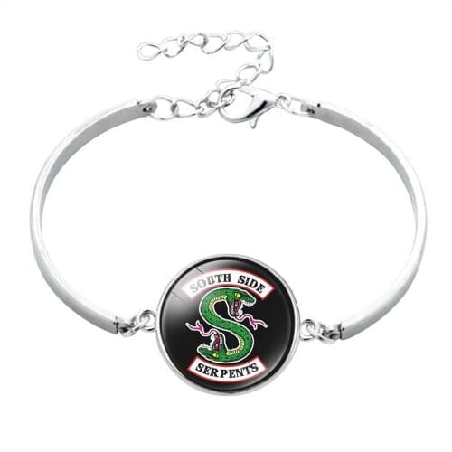 Riverdale-South-Side-Serpents Chain Bracelet TV Riverdales-Snake Glass Dome Cabochon Bangle Punk Wristband Accessories Jewelry