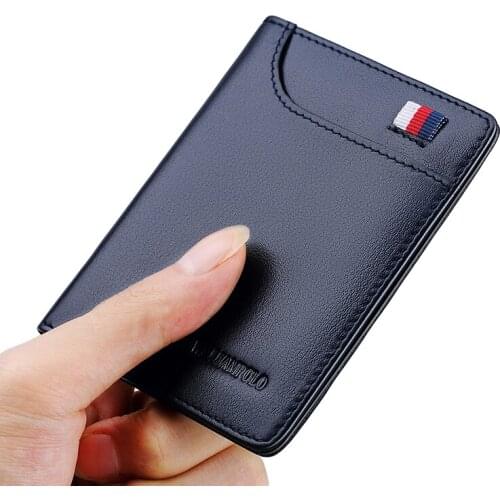 Brand Men Money Wallet High Quality Genuine Leather Mini Card Wallet Black Business Mens Purse Man Wallet Small Portable Mature