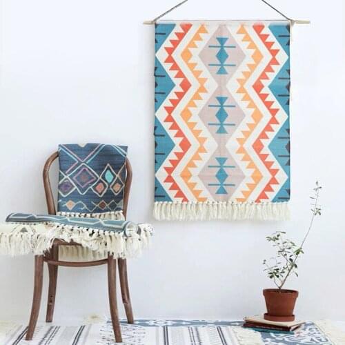 Home Decor Macrame Wall Hanging Tapestry Cotton Tassel Handmade Woven Bohemian geometric canvas Art background cloth tapestry