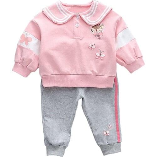 2021 Boutique Outfit Baby Clothes Sets Spring and Autumn Kids Household 2 Pcs Suits Toddler Girls Turn-down Collar Clothing