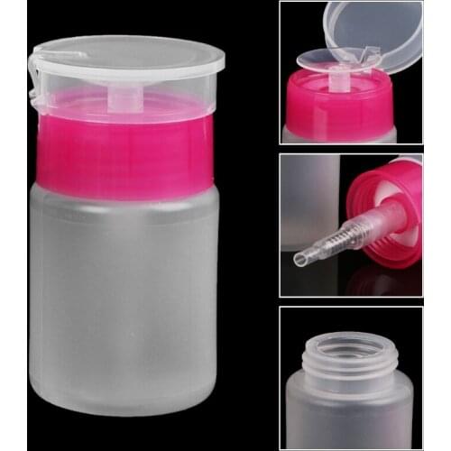 2PCS Portable 60ML Empty Plastic Nail Polish Remover Alochol Liquid Press Pumping Dispenser Bottle for Nail Art UV Gel or Makeup
