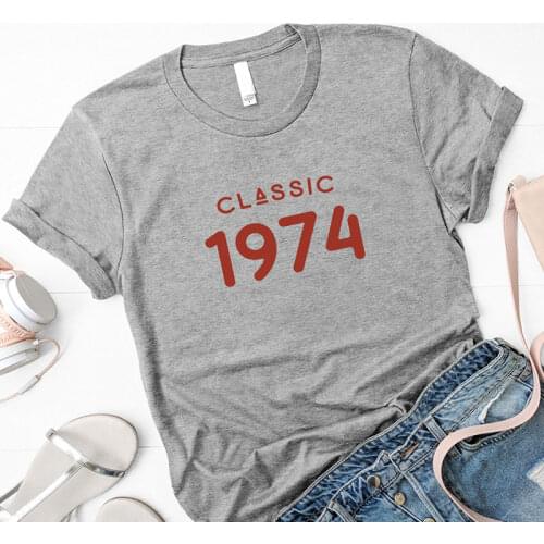 Vintage 1974 T-Shirt Women 47 Years Old 47th Birthday Gift Girls Mom Wife Daughter Party Top Tshirt Cotton Streetwear Tee Shirt
