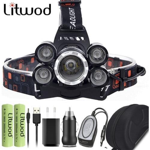 3 led /5 leds Headlamp Headlight Head Flashlight Torch Lamp XM-L T6 18650 Battery Power Bank for Camping Fishing night light