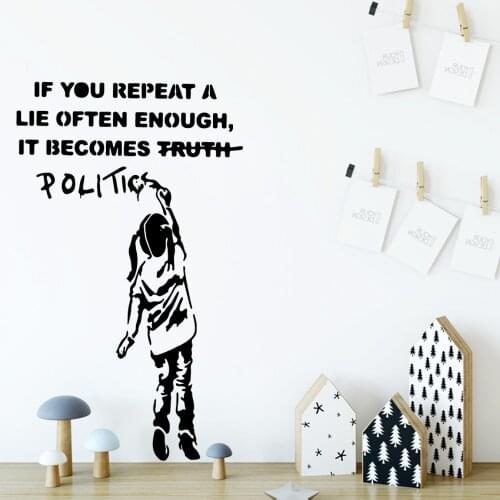 Artistic Banksy Little Girl Wall Sticker Removable Wall Stickers Diy Wallpaper For Childrens Room Home Decoration Accessories