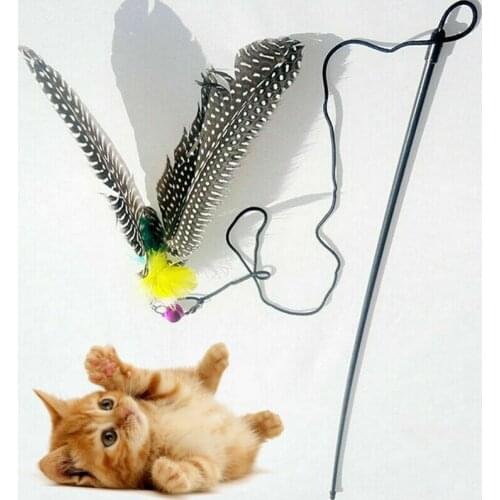 Toy Cat Feather Bell Kitten Stick Colored Wand Pet Poke Funny Ball Interactive