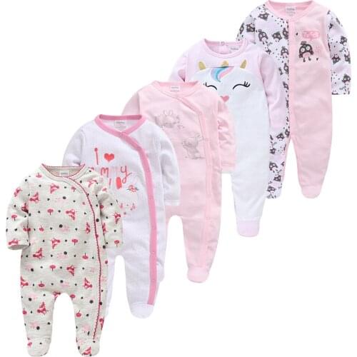 Kavkas 5 pcs/lot Baby Girls Boys Clothes Autumn Summer Cotton Jumpsuit Newborn Babies Rompers 0-3 m Long Sleeve roupa de bebe
