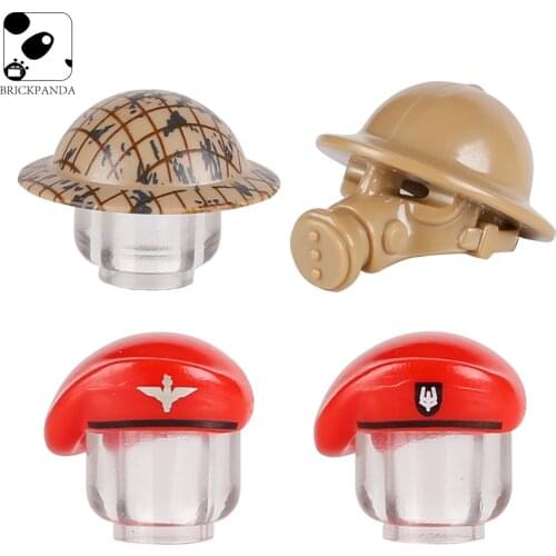 Building Blocks Helmet Beret Military WW2 US Figures Soldiers Weapon Parts German British Army Hats Accessries Toys for Children