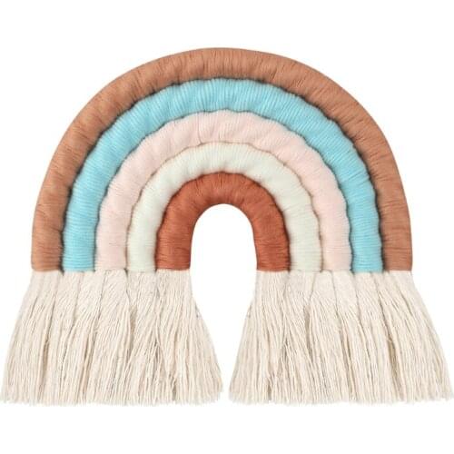 Macrame Rainbow Wall Decor for Bedroom Nursery Kids Rooms Tapestry Wall Hanging