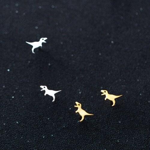 SMALL 6MM *8MM 1Pair Authentic Real 100% 925 Sterling Silver fine Jewelry Animal Dinosaur Stud Earrings gtle2421