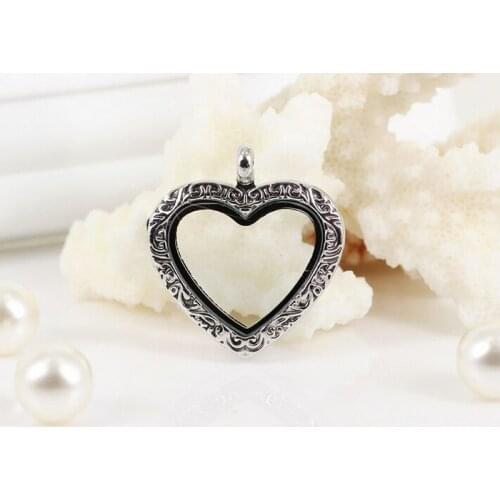 Fashion Jewelrys 10SET/lot Vintage Heart Shape Magnetic Glass Floating Locket With Free Chains