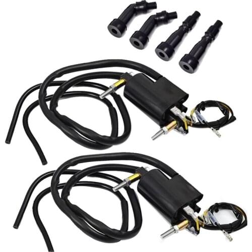 Set of 2 Ignition Coils & Caps for Suzuki GS550 GS650 GS750 850 1000 1100 Kawasaki KZ400 650 750 900 1000 33410-45012