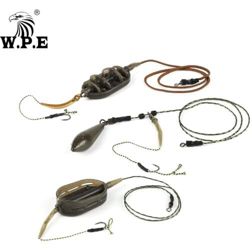 W.P.E 1 set Carp Fishing Rig Hair 30g/40g/50g/60g/70g Europe CarpFish Hook Rig Set Lead Core Line Fishing Group with Sharp Hook