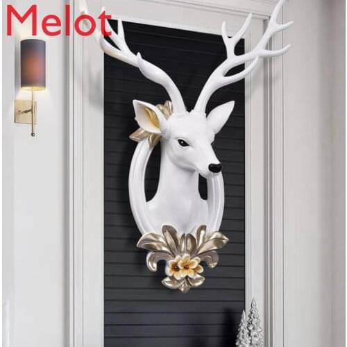 Lucky Deer Head Wall Hanging Nordic Simple Living Room Sofa Background Wall Decoration Entry Lux Style Creative Pendant Wall