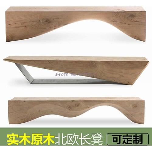 Customized Homestay Hotel Personality Design Log Long Stool Home TV Cabinet Art Display Stool Solid Wood Shoe Stool