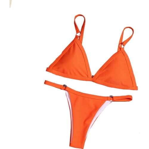 Sexy Triangle Bikini Set New Women Solid Bathing Suit Swimwear Summer Beach Wear Female Low Waist Red Swimsuit Biquini