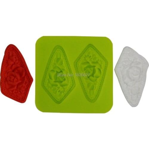 Fondant Silicone Mold 2 Parallelogram Shaped Molds of Silicone for Paste Americana Color Green