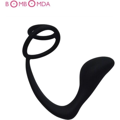 Silicone Male ,Dual Delay Lasting Cock Ring Anus Toys Prostate Massager Anal Sex Toys Butt Plug for Men,Adult Erotic