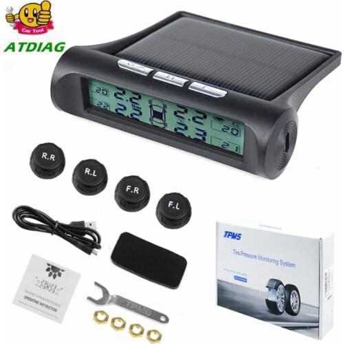 TPMS Tire Pressure Alarm Sensor Monitor System Car Display External Solar Power Charging Temperature Warning