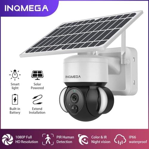INQMEGA Solar Camera HD Pixel Built-in Battery for Easy Installation Day and Night Full-color Security Monitoring CCTV
