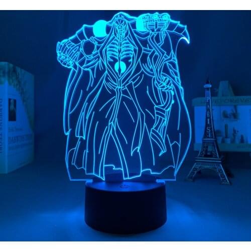 Anime Overlord Ainz Ooal Gown Led Night Light for Kids Bedroom Decor Nightlight Birthday Gift Manga Overlord Led Lamp Bedside