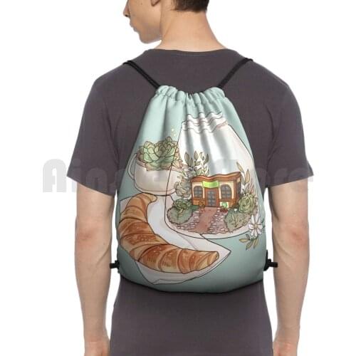 The Terrarium Backpack Drawstring Bags Gym Bag Waterproof Acnl Animal Animal New Leaf Cute Plants Nature Succulents