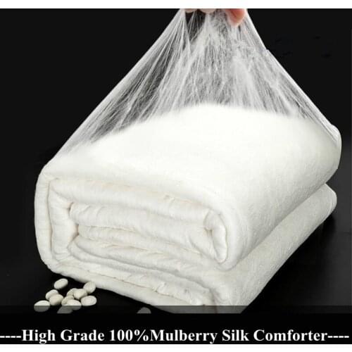 High Grade Winter Chinese 100%Long Mulberry Silk Quilt Quality Handmade 4 Season Silk Comforter Blankets 100%Cotton Fabric Cover