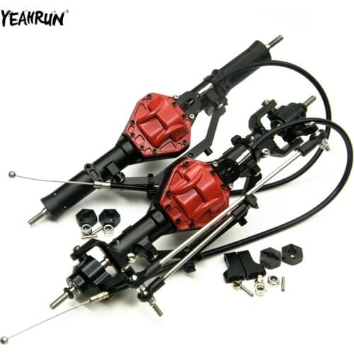 YEAHRUN Metal Aluminum Front & Rear Complete Axle with 4WD Lock For 1/10 Axial SCX10 RC Crawler Car Upgrade Parts