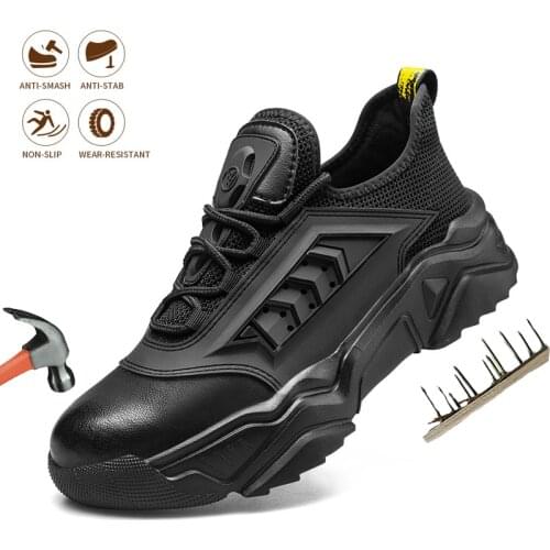 Safety Shoes Man Fashion Boots Anti-puncture Steel Toe Cap Anti-smashing Work Boots Protective Comfortable Indestructible Sneake
