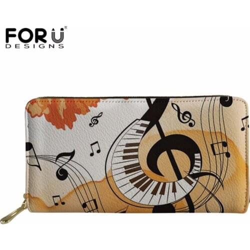 FORUDESIGNS Music Note Printing Women Long Clutch Wallets Female Fashion PU Leather Coin Bag Phone Purses Lady Cards Holder