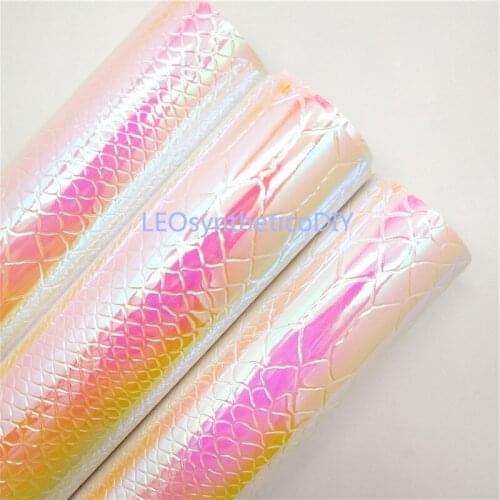 1PC 21X29CM Iridescent Snake Pink Faux Leather Fabric, Synthetic Leather Fabric Sheets For Making Bows LEOsyntheticoDIY S131A