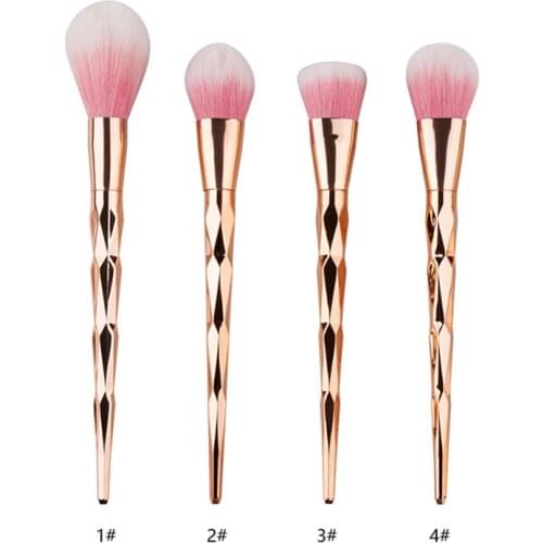 1Pcs/Set Brand Women Beauty Diamond Rose Gold Makeup Powder Foundation Blush Cosmetics Cheek Contour Brush Tool Party Gift