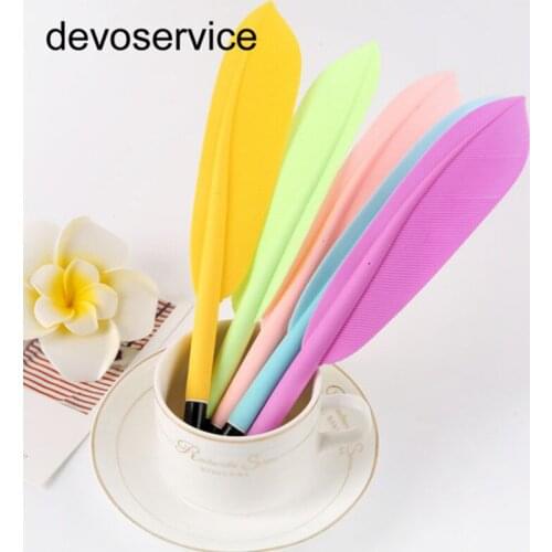 1 Piece Cute Feather Style Gel Ink Pen 0.5mm Black Refill Creative Student Gift School Office Supplies
