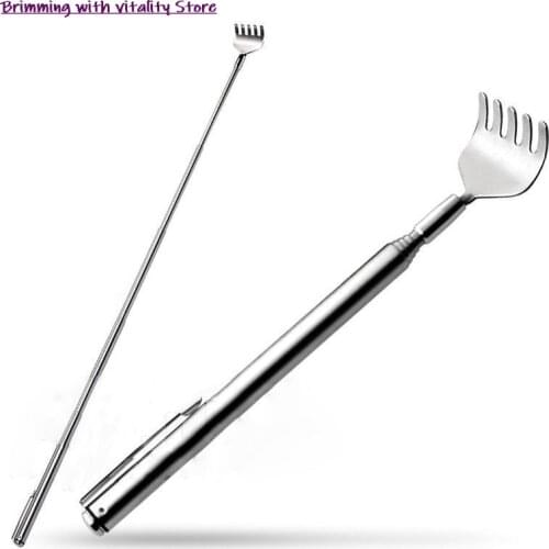 1pcs Stainless Steel Telescopic Back Scratcher Telescopic Pen Clip Portable Back Scratcher Itch Massage Tool