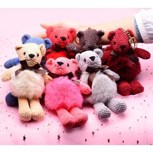 1PCS The New Animal Bear Cute Plush Bag Keychain Key Holder for Bag Charm Hanging Key Chain Key Ring Pendant Doll Toy YS-309