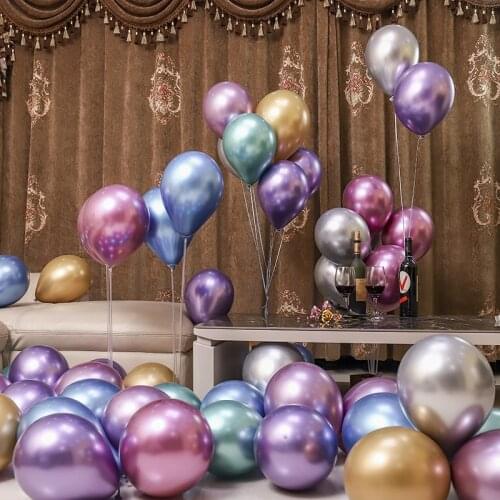 10pcs shiny metal pearl latex thick balloon chrome metal color balloon birthday party wedding decoration 12 inches