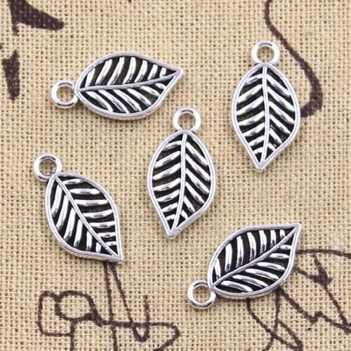 12pcs Charms Tree Leaf 20x10mm Antique Silver Color Pendants Making DIY Handmade Tibetan Finding Jewelry