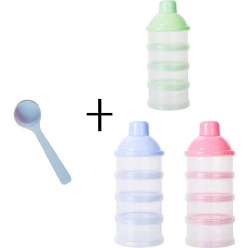 2PCs Portable Milk Powder Formula Dispenser Food Container Feeding Box for Baby Kids Toddler Four Grid Baby Food Storage Box