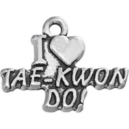 2021 New Alloy Word I Love Tae Kwon Do Charm Jewelry charms for bracelets