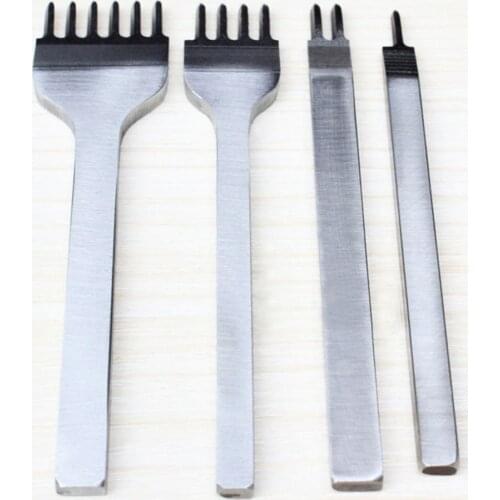 4pcs 4mm Prong Leather Hole Punches Hand Tools for Leather Stitching Punch Leather Craft Tools