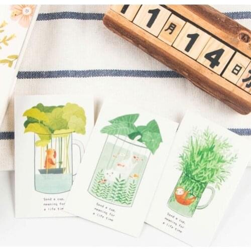 5.2*8cm 54pcs Mini Card animal live in cup theme multi-use as Scrapbooking Craft Paper DIY Decoration gift card message card