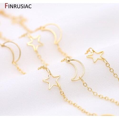 Korean DIY chain accessories copper metal plated 14K gold star and moon chain jewelry making material