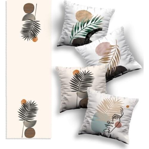 White Home Special Design 4 Piece Pillow decorate Case and Runner Set By Hand Knitted Handmade 2021 New Cushion High Quality home Decoration