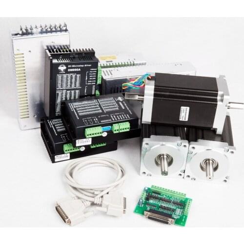 Free Ship US&US Ship 3Axis Nema34 Stepper Motor 1600oz.in 151mm Dual shaft 3.5A&DM860A Driver Controller CNC Kit