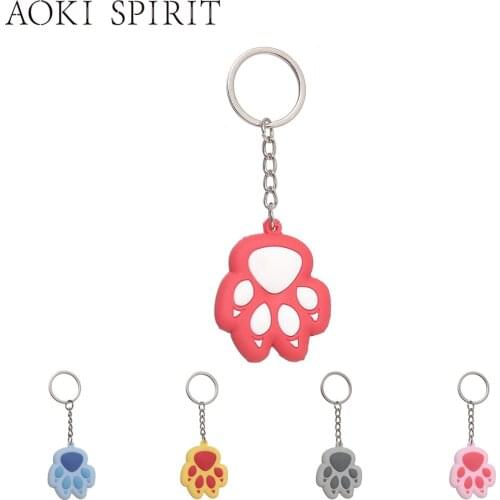 Cartoon Animal Footprints Keychain Key Ring Creative PVC Trinket Purse Mobile Phone Bag Car Pendant Fun Key Chain Gift for Women