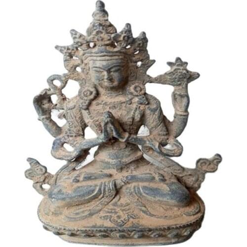 Bronze ware unearthed from antiques collection of Tantric Buddhism ornaments pure copper four arm Tara bronze statue home decora