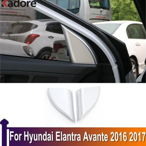 For Hyundai Elantra Avante 2016 2017 ABS Matte Front Inner Window Windshield Triangle Cover Trim Sticker Car Accessories