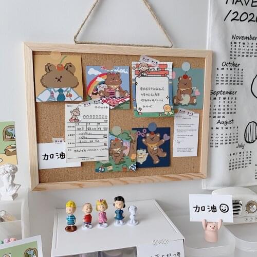 Ins Soft Board Message Board Hanging Simple Solid Wood Frame Creative Background Photo Wall Board School Supplies Stationery