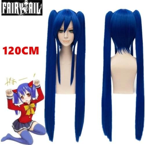 Wendy Marvell Cosplay Wig Anime Fairy Tail Final Series TV Anime Blue Long Straight Pigtails Synthetic Hair for cosplay party