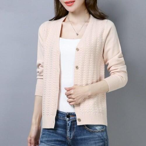 Women 2020 Spring Autumn Cardigans New Fashion Female Slim Casual Solid Knitted Sweater Ladies Long Sleeve Knitwear Shirt L411