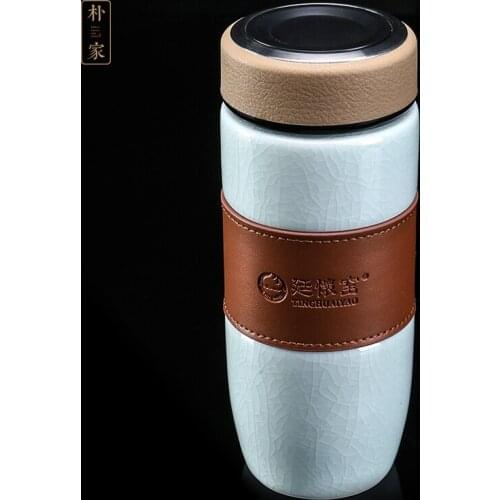 Carrying your kiln kiln jade green glaze ceramic cups with cover portable large capacity domestic office ceramic cups